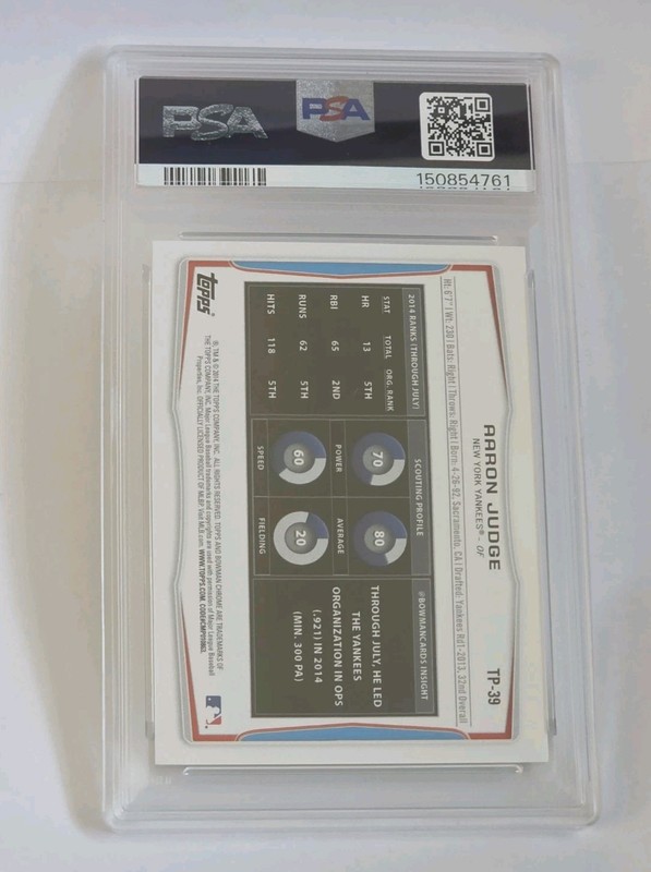 2014 Bowman Draft Aaron Judge Top Prospects Asia Black Rookie PSA 9 view 2