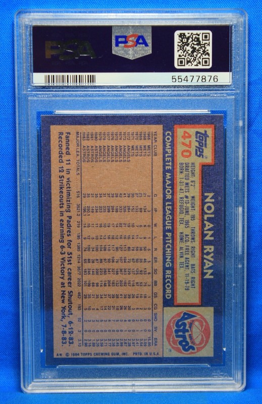 1984 TOPPS # 470 Nolan Ryan PSA 9 MINT # 55477876  HOUSTON ASTROS !!!! view 2