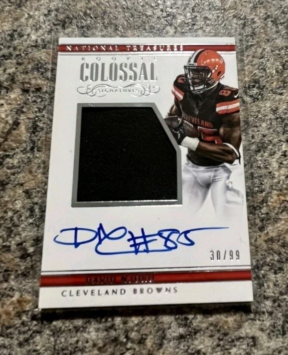 David Njoku 2017 National Treasures NFL Rookie RC Jersey On Card Auto RPA SP /99