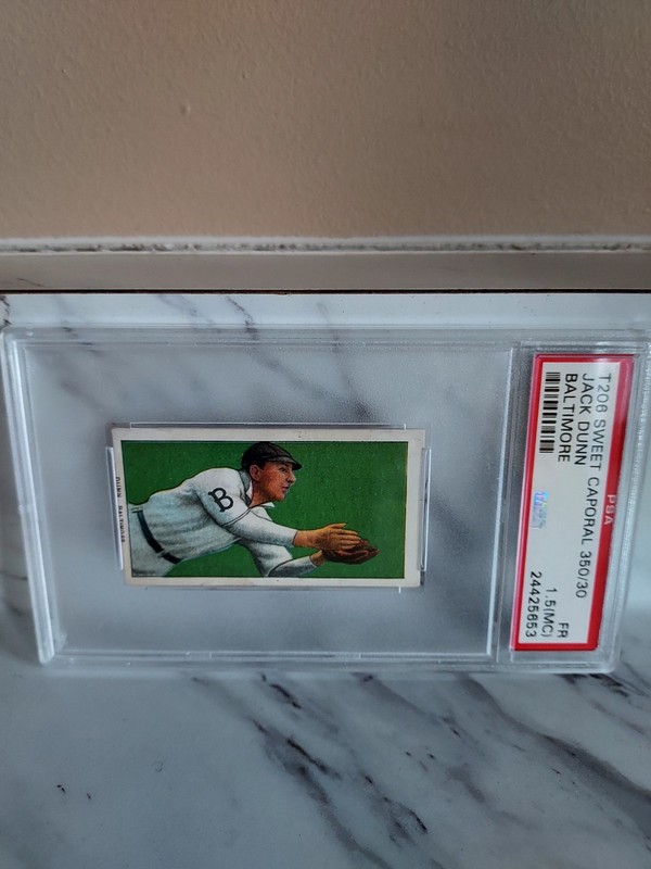 T206 Sweet Caporal 350/30 JACK DUNN Baseball Card Baltimore Orioles PSA 1.5 (MC) view 2