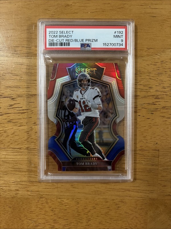 2022 Panini Select Football Tom Brady Die-Cut Red/Blue Prizm PSA 9