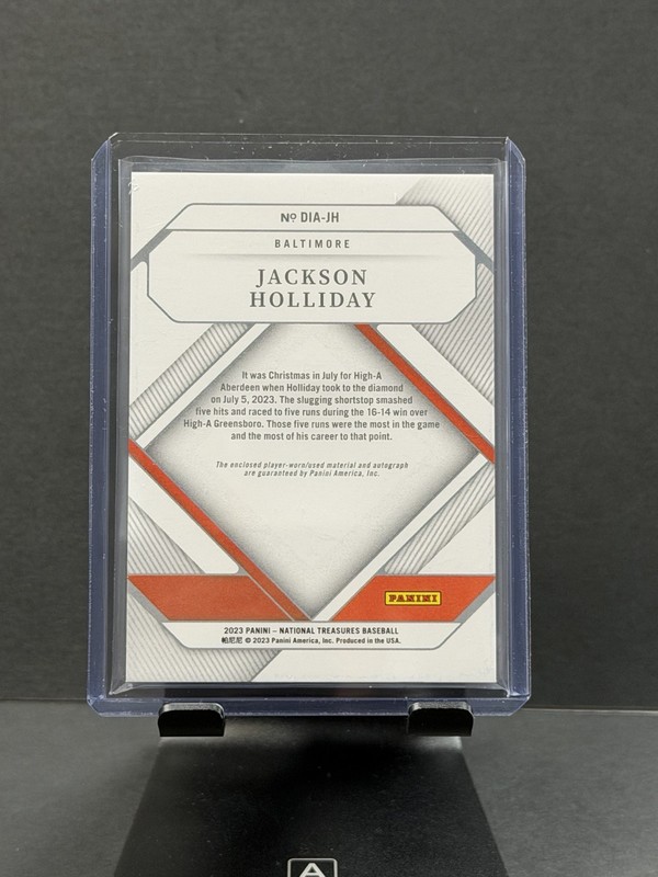 2023 Panini National Treasures Baseball Jackson Holliday DIA-JH Auto Relic /99 view 2