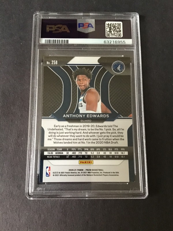 2020 Prizm Anthony Edwards Rc #258 PSA 9 Timberwolves view 2