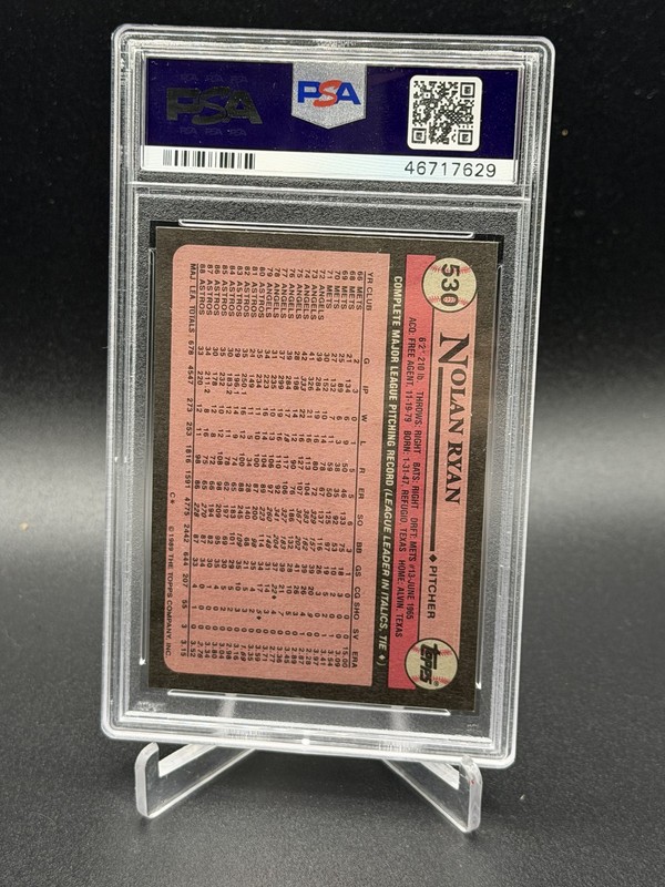 1989 Topps #530 Nolan Ryan PSA 10 view 2