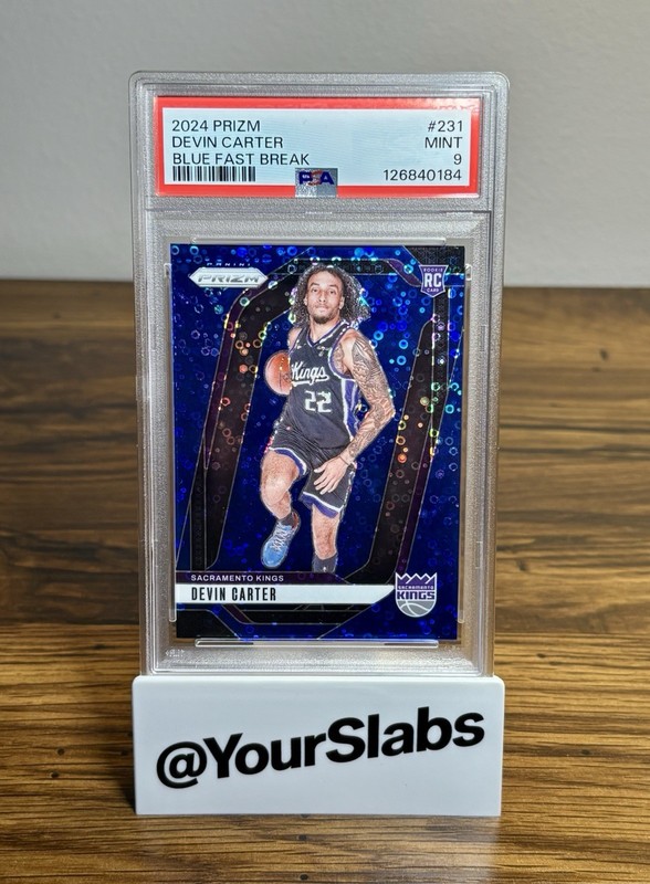 2024 Prizm Rookie Devin Carter Fast Break Blue Disco Refractor /150 #231 PSA 9