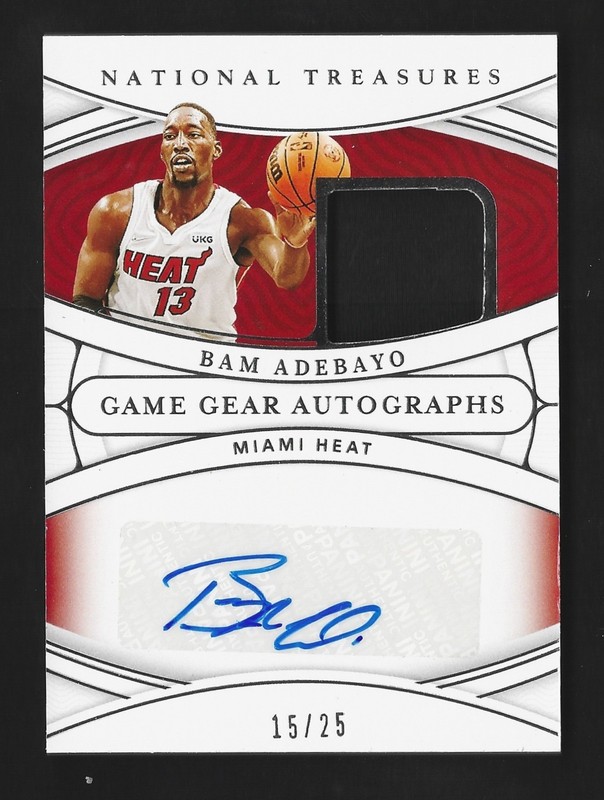 2021-22 Panini National Treasures Bam Adebayo Game Gear Jersey Patch Auto 15/25