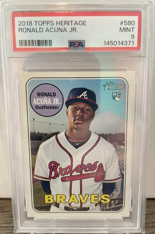 2018 Topps Heritage Ronald Acuna Jr. Rookie Card PSA MINT 9!