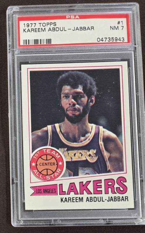 1977 Topps Basketball #1 Kareem Abdul-Jabbar PSA 7 Near Mint Lakers HOF NBA