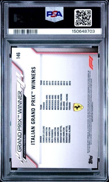 Charles LeClerc 2020 Topps Chrome F1 Sapphire Edition #146 PSA 9 MINT RC view 2