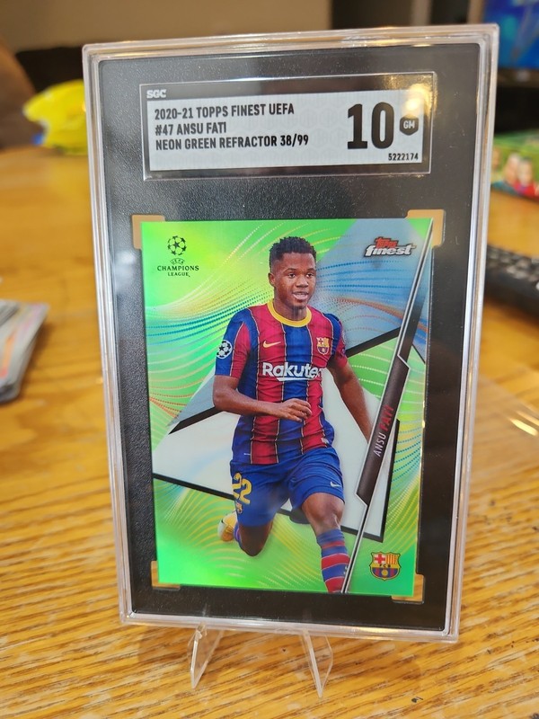 2020-21 Topps Finest UCL Green Refractor Ansu Fati 38/99