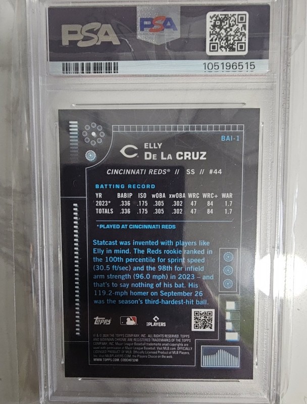 2024 Bowman Chrome Elly De La Cruz Ai #BAI-1 RC PSA 10 view 2