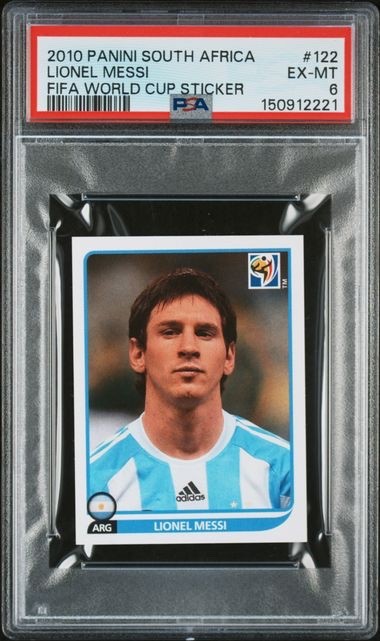 2010 PANINI SOUTH AFRICA WORLD CUP STICKER #122 LIONEL MESSI PSA 6