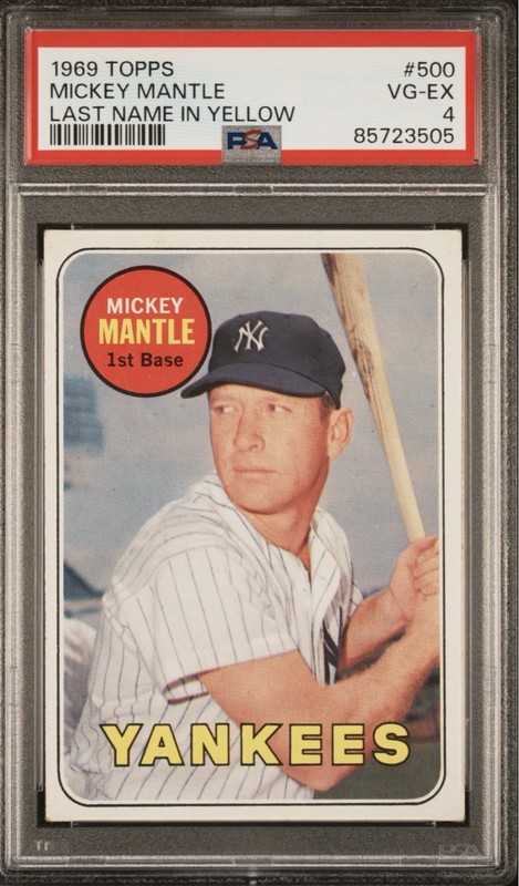 Mickey Mantle 1969 Topps Last Name in Yellow #500 PSA 4 Beautifully Centered