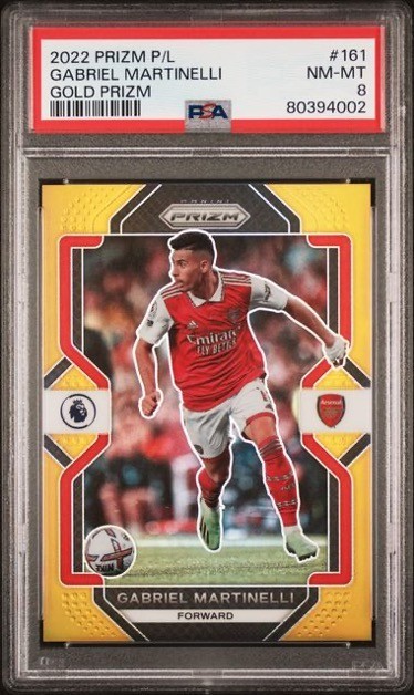 GABRIEL MARTINELLI - 2022 Panini EPL Gold Prizm /10 PSA 8