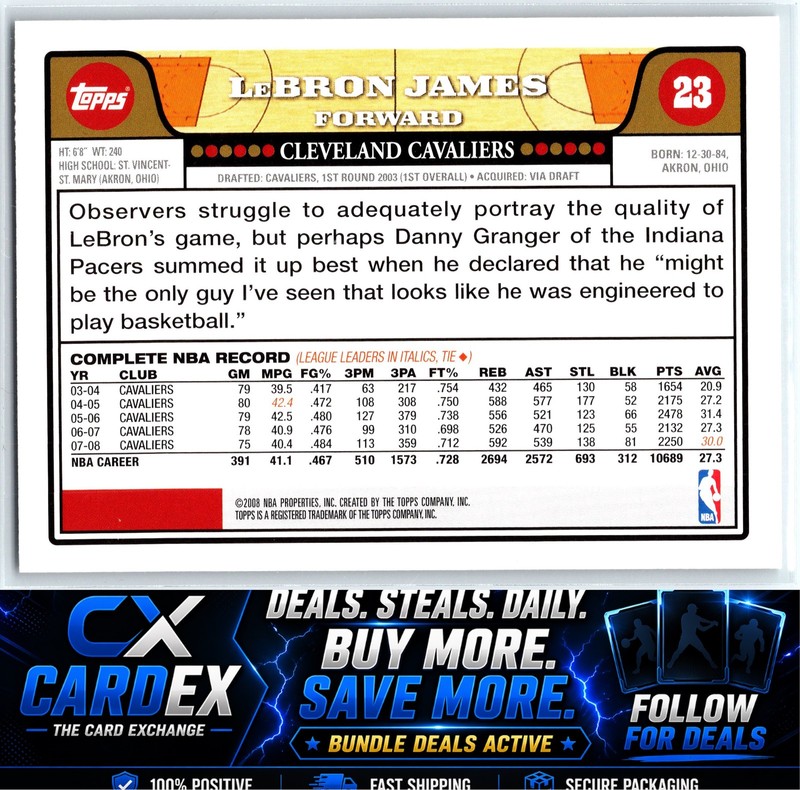 2008-09 Topps #23 LeBron James view 2