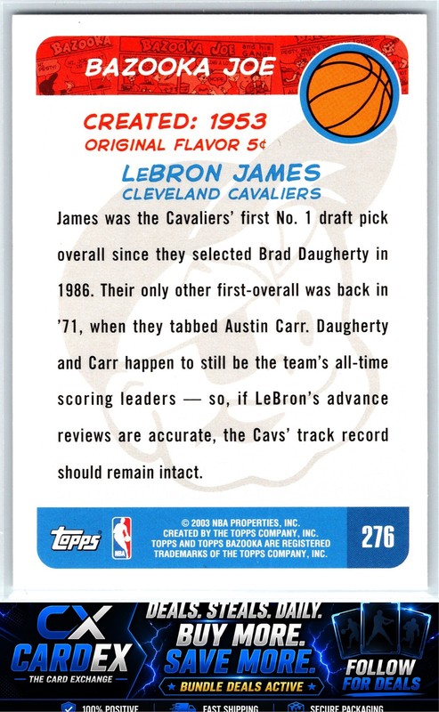 2003-04 Bazooka #276 LeBron James view 2