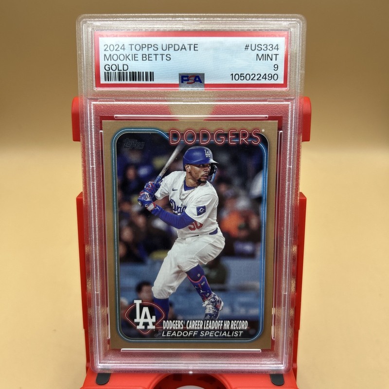 2024 Topps Update Mookie Betts Gold LA Leadoff HR Record #1922/2024 PSA 9