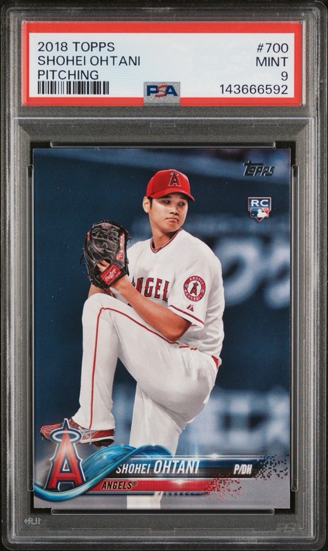 2018 Topps #700 RC pitching Shohei Ohtani PSA 9