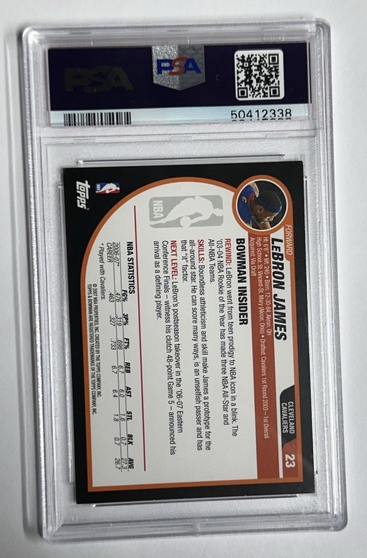 2007-07 Bowman LeBron James #23 PSA NM-MT 8 view 2