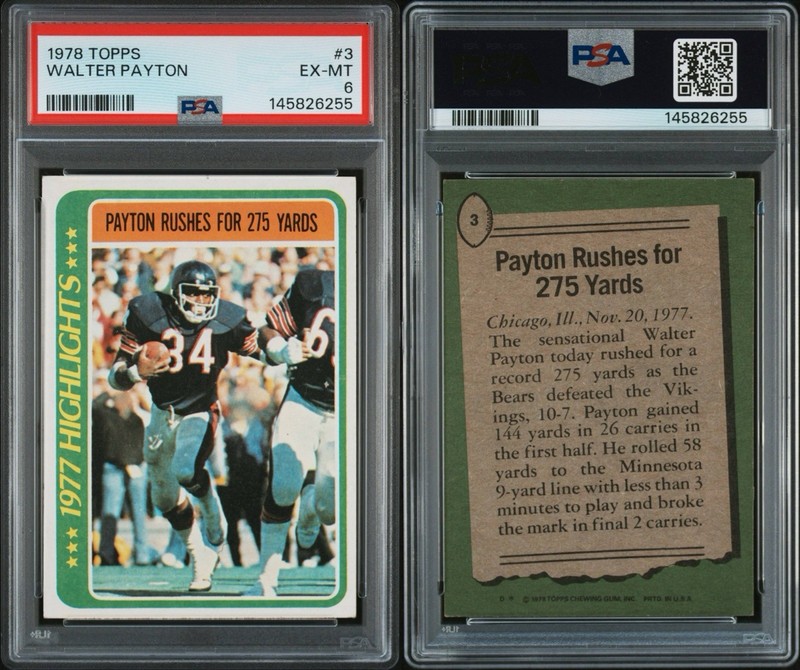 1978 Topps Walter Payton Highlights Vintage Football Card #3 Bears PSA 6!!