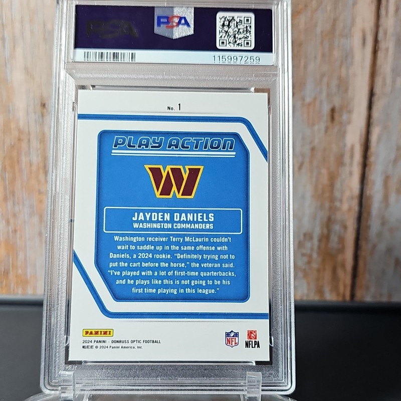 2024 Panini Donruss Optic Jayden Daniels Play Action Rookie #1 PSA 10 view 2