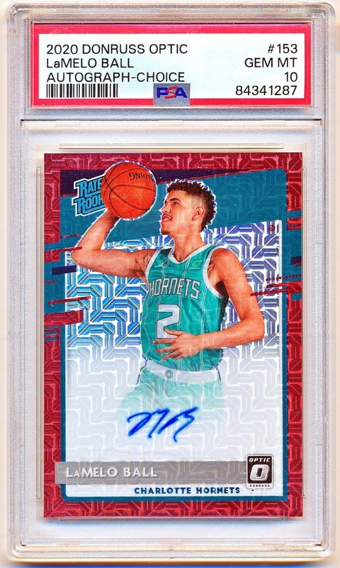 2020-21 Donruss Optic LaMelo Ball Rated Rookie Choice Auto Rc #153 PSA 10 POP 21