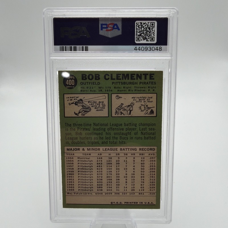 Vintage Baseball 1967 TOPPS #400 ROBERTO CLEMENTE PSA 6 EX-MT PIRATES BEAUTIFUL view 2