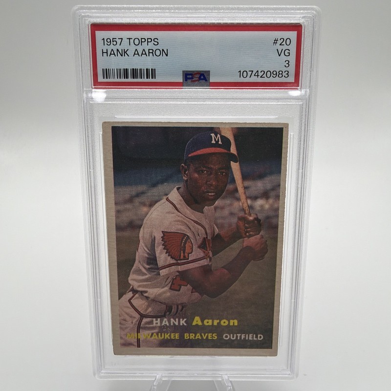 1957 Topps Hank Aaron #20 PSA 3 VG Milwaukee Braves New Grade!