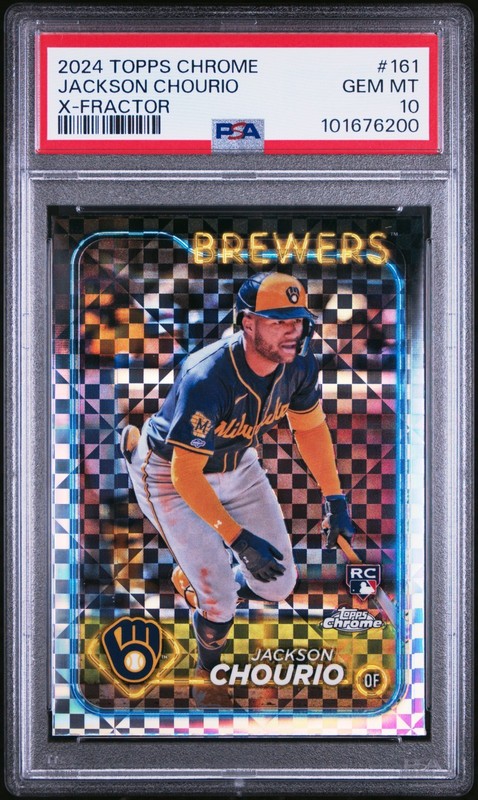 2024 Topps Chrome X-Fractor Jackson Chourio RC #161 PSA 10 GEM MT Brewers Rookie