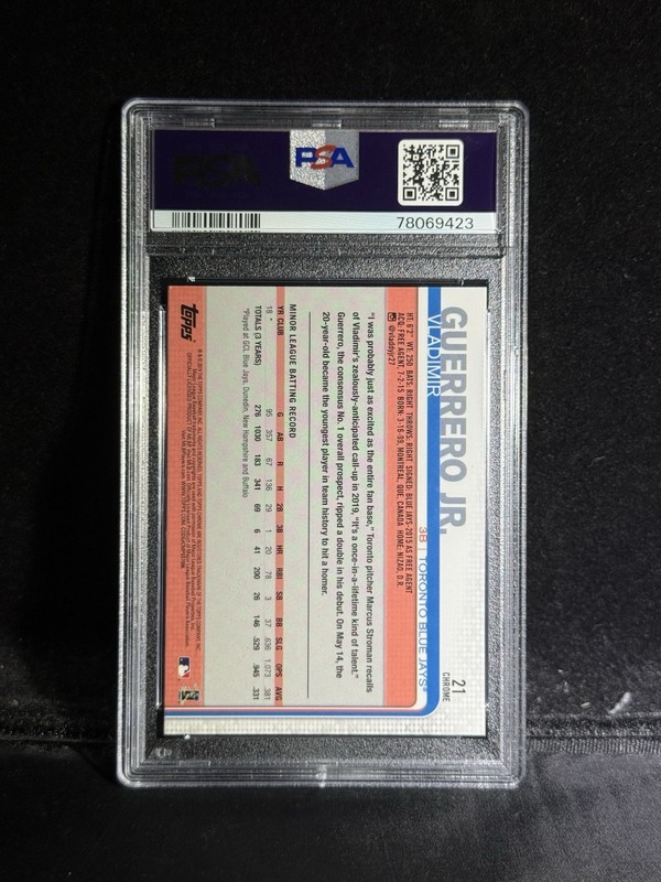 2019 TOPPS CHROME UPDATE #21 VLADIMIR GUERRERO JR. RC BLUE JAYS PSA 10 view 2