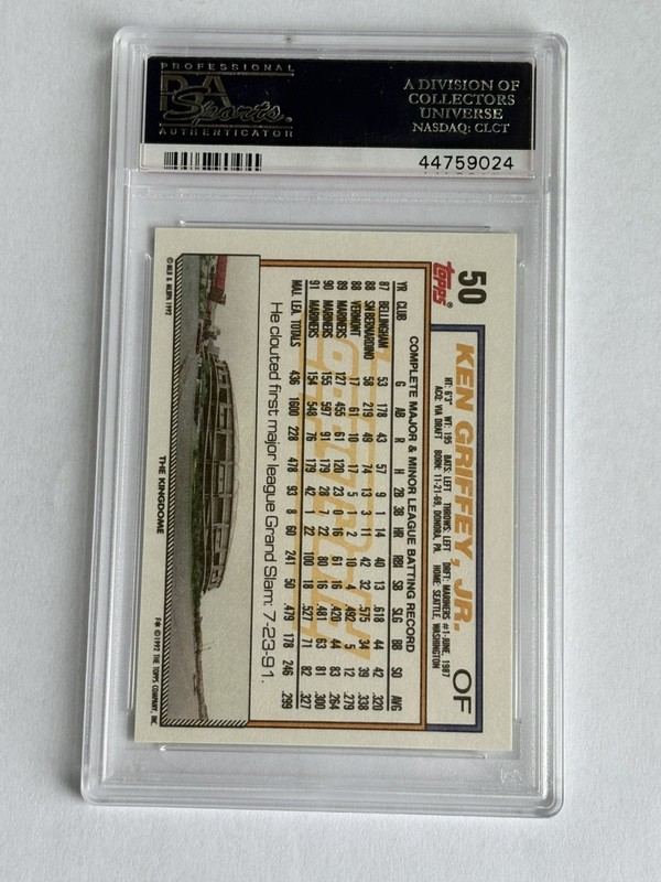 1992 Topps Gold: # 50 Ken Griffey Jr. Winner PSA 10 GEM MINT view 2
