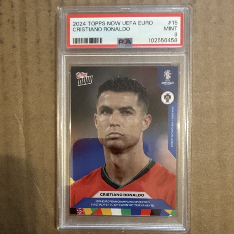 2024 Topps Now UEFA Euro #15 Cristiano Ronaldo GOAT PSA 9 