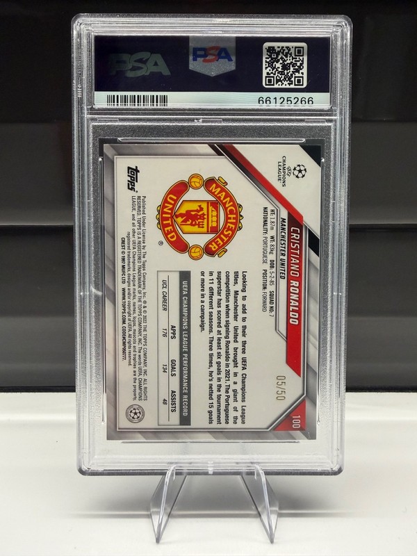 Cristiano Ronaldo 2021-22 Topps UCL Jade Yellow Jade /50 #100 SSP RARE PSA 10 🔥 view 2
