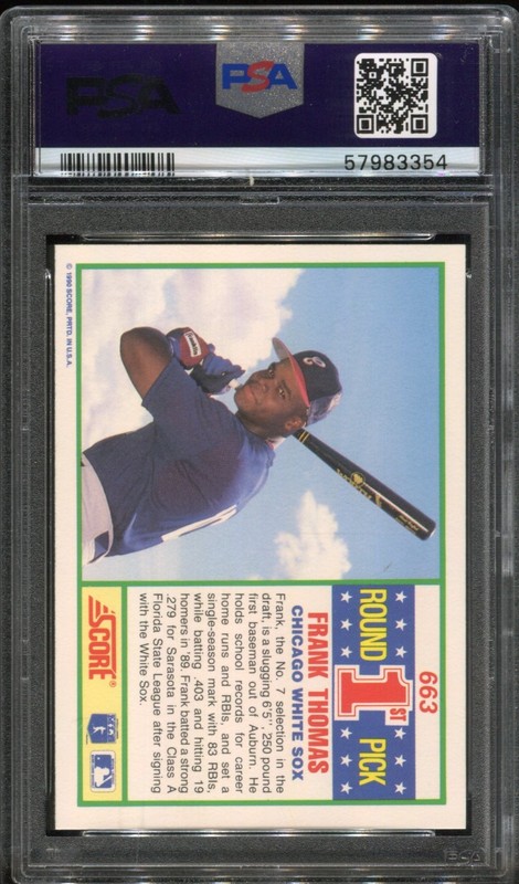 1990 Score Frank Thomas #663 RC HOF PSA 10 view 2