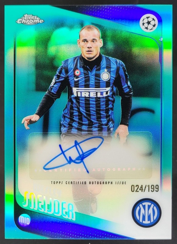 2025-26 Topps Chrome UEFA Wesley Sneijder Legends Auto Aqua Refractor /199 DD5