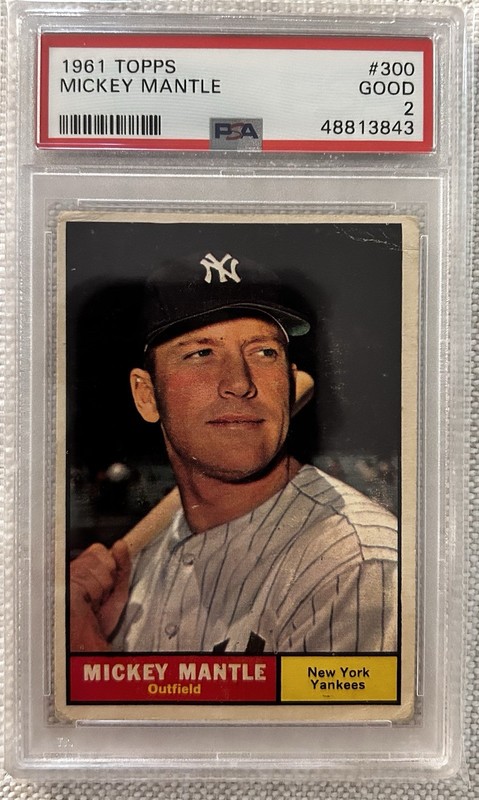 1961 Topps Mickey Mantle #300 New York Yankees HOF PSA 2
