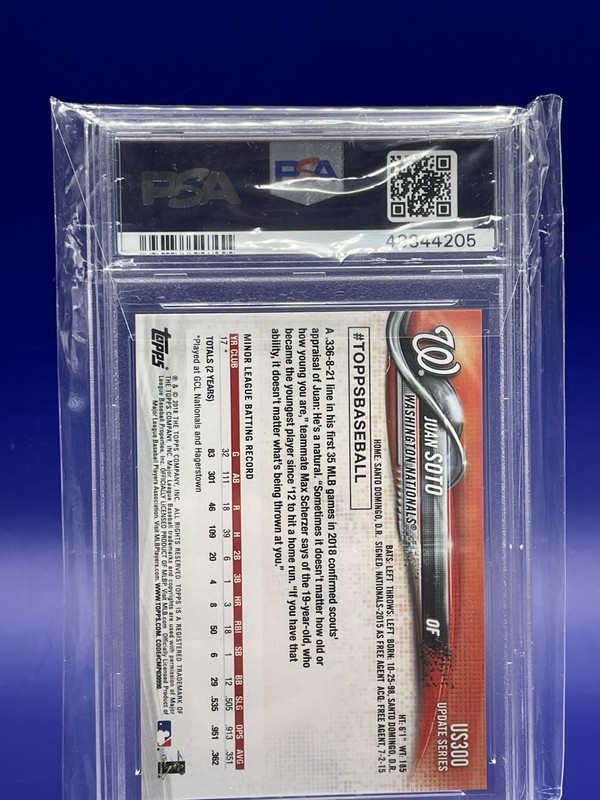 2018 Topps Update JUAN SOTO PSA PSA 10 view 2