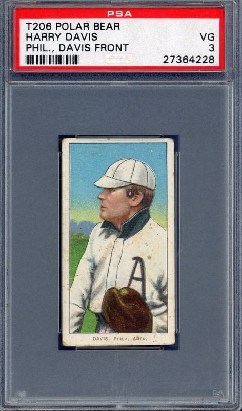 1909 T206 Polar Bear Tobacco Card PSA 3 Harry Davis Athletics Centered