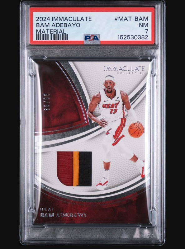 🔥🔥2024 Immaculate Basketball Bam Adebayo Game Worn Material #MAT-BAM PSA 7