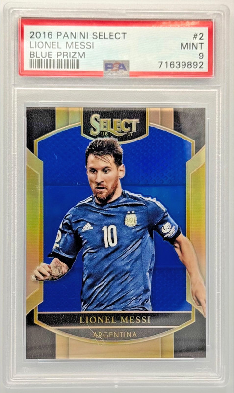 LIONEL MESSI - 2016 Panini Select Blue Prizm /299 #2 Colormatch PSA 9