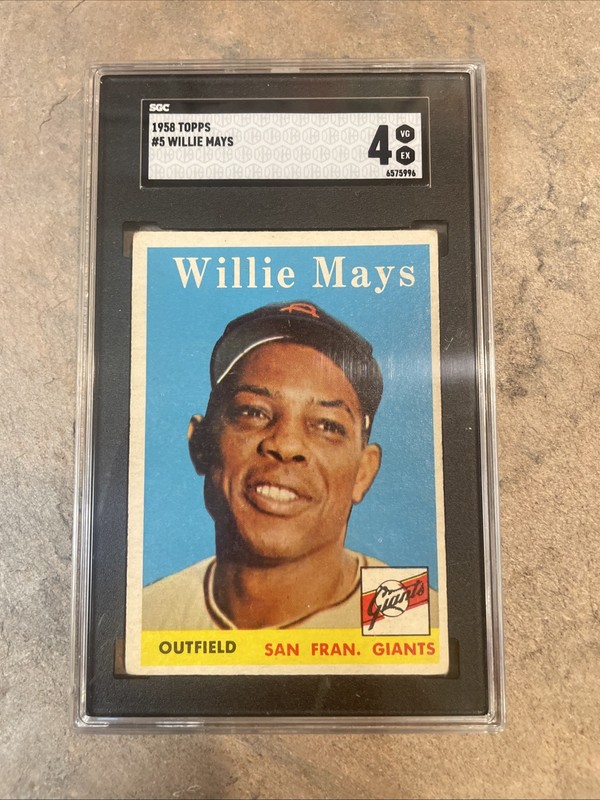 1958 Topps Baseball #5 Willie Mays SGC 4  VG - EX