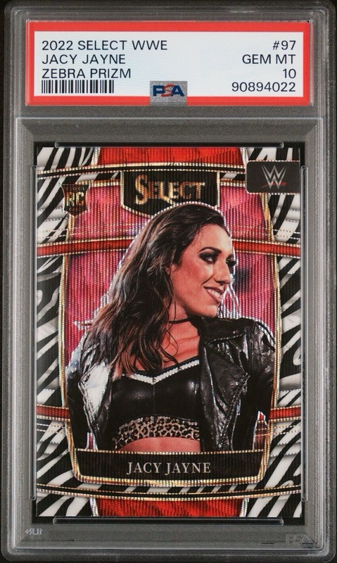2022 Jacy Jayne WWE Panini Select Concourse Zebra Prizm PSA 10