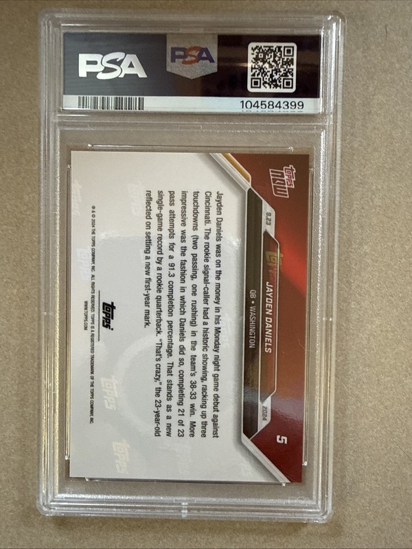 2024 Topps Now - Jayden Daniels #5 /27411 (RC) PSA 10 view 2