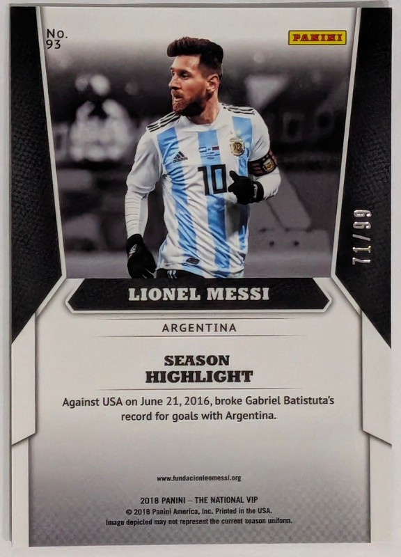 2018 Panini The National VIP #93 Lionel Messi Prizm Refractor /99 Rare  view 2