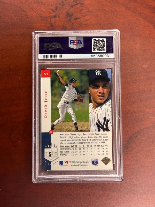 1993 SP FOIL #279 DEREK JETER ROOKIE RC PSA 6 view 2