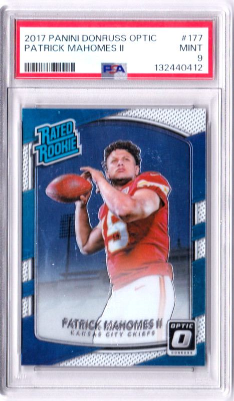 2017 PANINI DONRUSS OPTIC #177 PATRICK MAHOMES II ROOKIE RC PSA 9