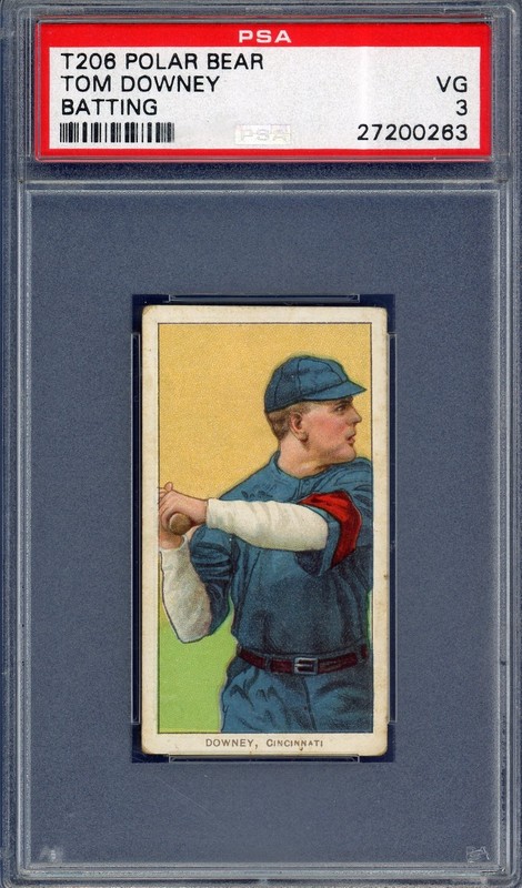1909 T206 Polar Bear Tobacco Card PSA 3 Tom Downey Centered
