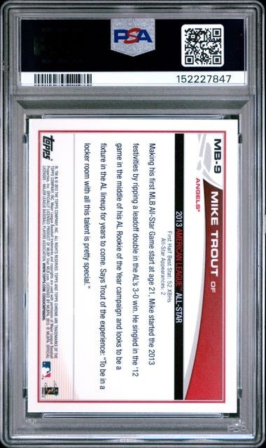 Mike Trout 2013 Topps Chrome Update #MB-9 PSA 9 MINT RC view 2