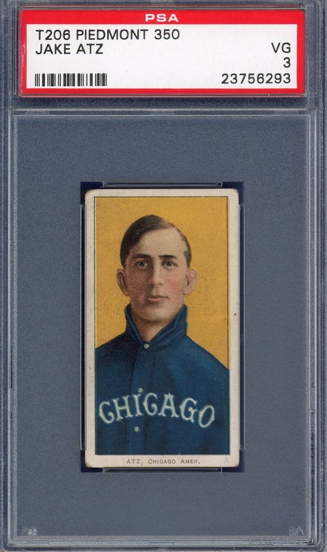 1909 T206 Piedmont 350 Tobacco Card PSA 3 Jake Atz White Sox Centered view 1