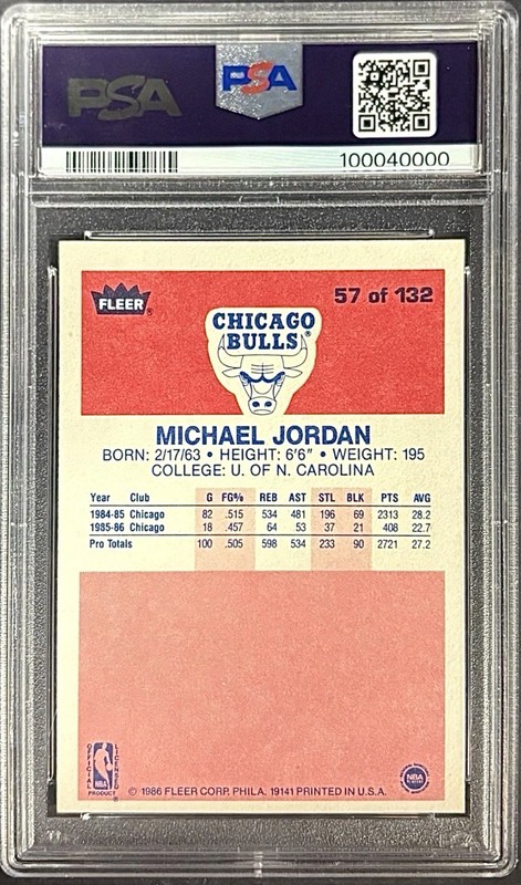🏀 Michael Jordan 1986-87 Fleer #57 Rookie Card | PSA 8 NM-MT | ICONIC GOAT RC view 2